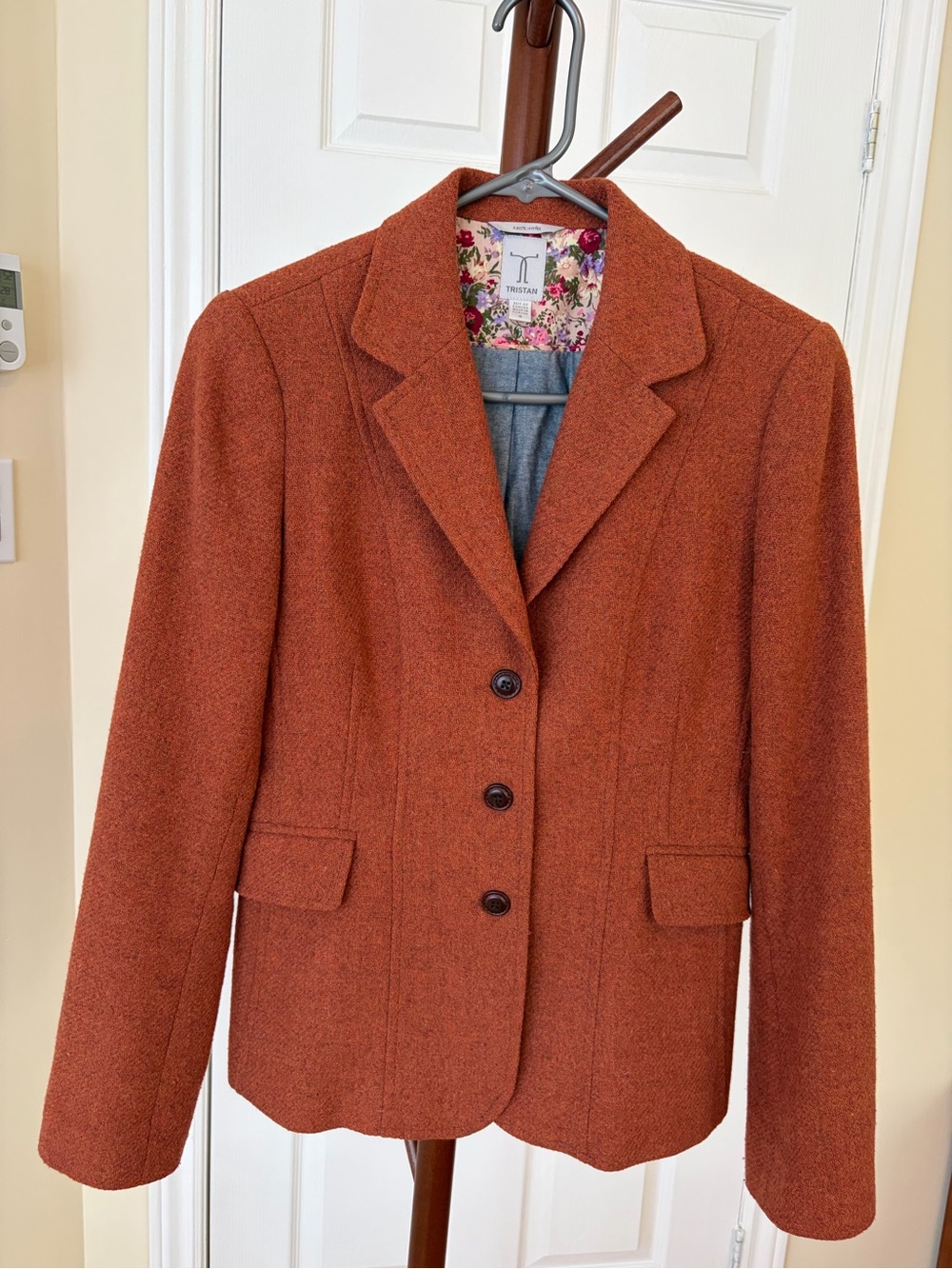 Vintage Tristan Women's Rust Orange Tailored Wool-Blend Blazer